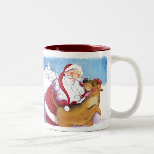 Hund und Sankt-Tasse Zweifarbige Tasse (Rechts)