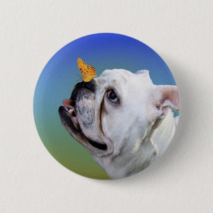 Hund und Schmetterling Button
