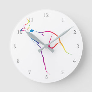 Hund und Schmetterling Runde Wanduhr