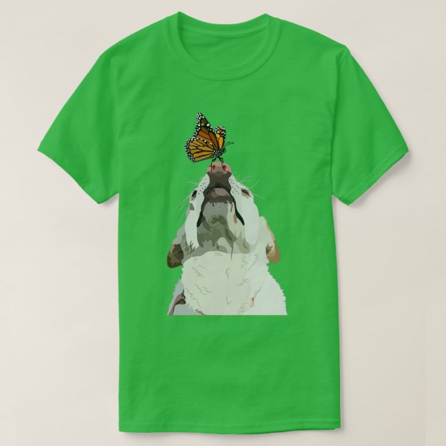 Hund und Schmetterling T-Shirt (Design vorne)