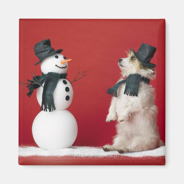 Hund und Snowman Magnet (Vorne)