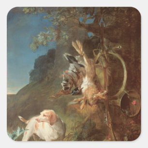 Hund und Spiel, 1730 Quadratischer Aufkleber