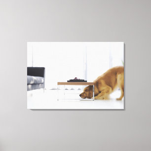 Hund und Tabelle Leinwanddruck