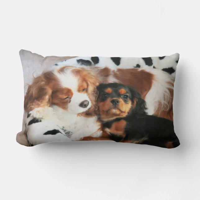 Hund und Welpe Cavalier King Charles Spaniel Pillo Lendenkissen (Vorderseite)