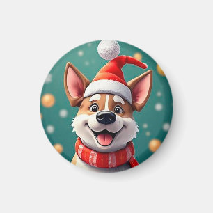 Hund unter festlichen Weihnachtsdekorationen Magnet