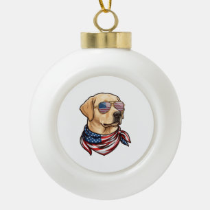 Hund Usa Flag Sonnenbrille Bandana Keramik Kugel-Ornament