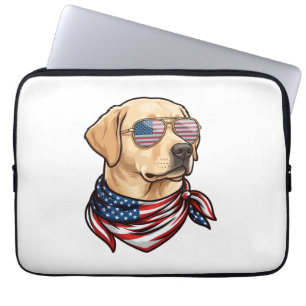 Hund Usa Flag Sonnenbrille Bandana Laptopschutzhülle