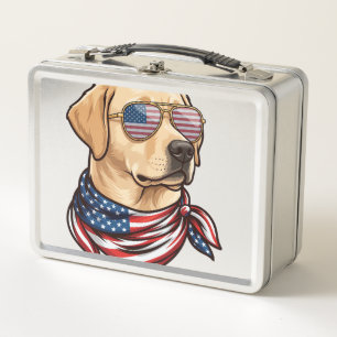Hund Usa Flag Sonnenbrille Bandana Metall Brotdose