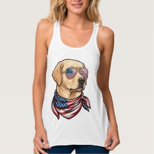Hund Usa Flag Sonnenbrille Bandana Tank Top