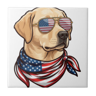 Hund Usa-Flagge Sonnenbrille Bandana Fliese