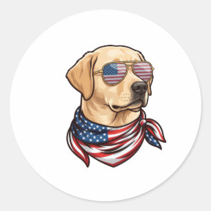 Hund Usa-Flagge Sonnenbrille Bandana Runder Aufkleber