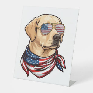Hund Usa-Flagge Sonnenbrille Bandana Sockelschild