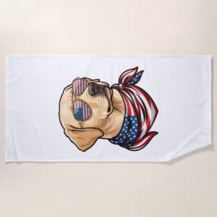 Hund USA Flagge Sonnenbrille Bandana Strandtuch