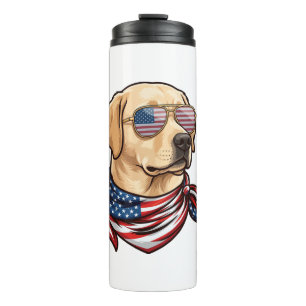 Hund Usa-Flagge Sonnenbrille Bandana Thermosbecher