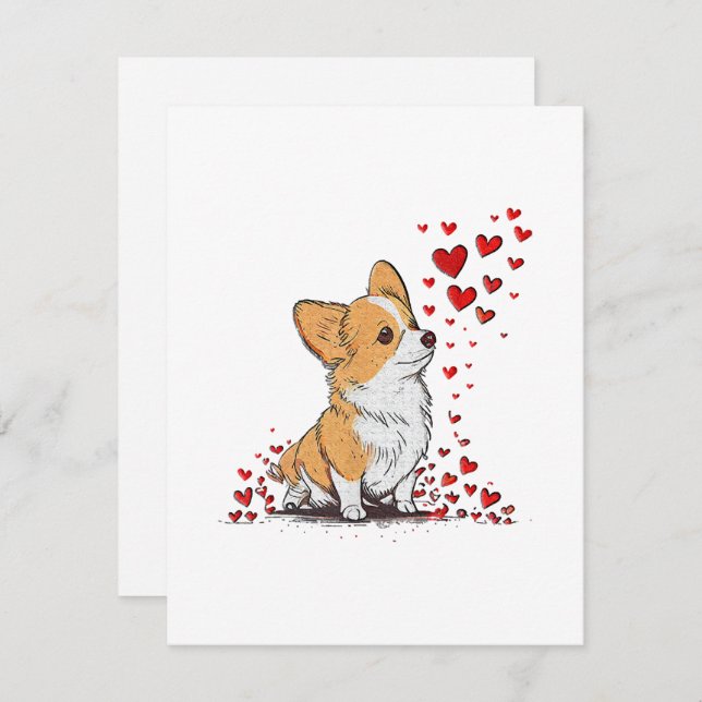 Hund Valentine Niedlich Corgi Valentine s Day Begleitkarte (Vorne/Hinten)