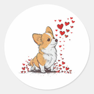 Hund Valentine Niedlich Corgi Valentine s Day Runder Aufkleber