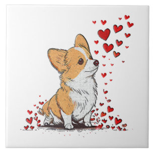 Hund Valentinstag Cute Corgi Valentinstag Fliese