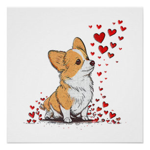 Hund Valentinstag Cute Corgi Valentinstag Poster