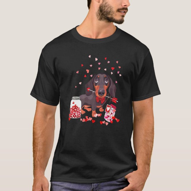 Hund Valentinstag Süßer Dachshund Valentinstag  1 T-Shirt (Vorderseite)