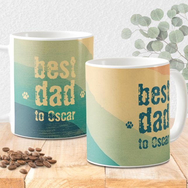 Hund Vater Retro Groovy Personalisiert Kaffeetasse (Von Creator hochgeladen)