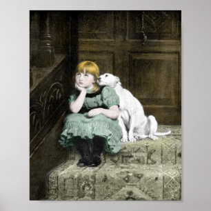 Hund verehrendes Mädchen Poster