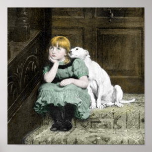 Hund verehrt Mädchen Poster