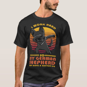 Hund Vintag Retro Black German Shepherd Owner T-Shirt