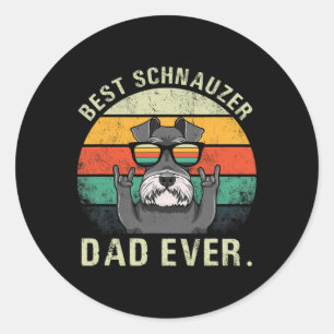 Hund Vintage Bester Schnauzer Dad Ever Shirt Vater Runder Aufkleber