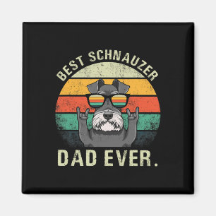 Hund Vintage Bester Schnauzer Dad Ever T-Shirt Vät Magnet