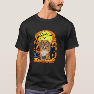 Hund von Bordeaux mit Pumpkins Beängstigendes Hall T-Shirt