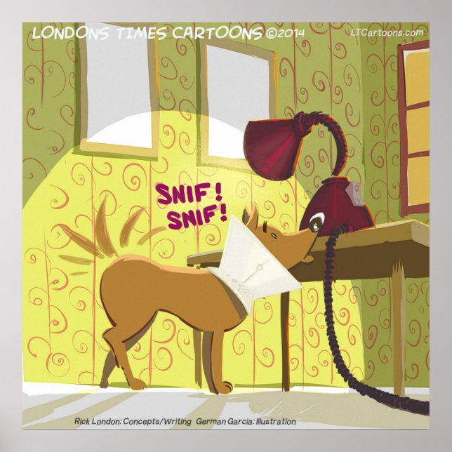 Hund W/E-Collar Sniffing Lamp Funny Poster (Vorne)