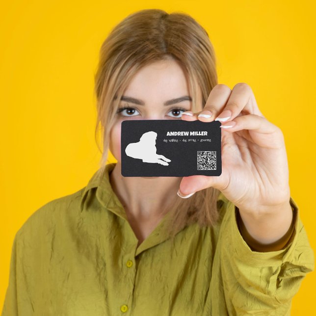 Hund Walking Hund Sitter QR Visitenkarte (Dog Walking Business Cards)