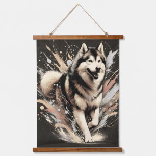 Hund Wand hängende Tapete Zitat Minimalist Wandteppich Mit Holzrahmen