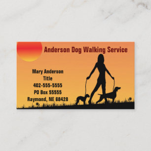 Hund Wanderkarte Silhouette von Mädchen mit zwei  Visitenkarte