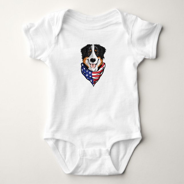 Hund Wearing Neck Bandana Baby Strampler (Vorderseite)