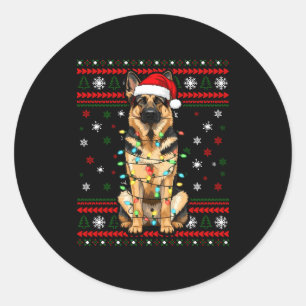 Hund Weihnachten, Deutscher Schäferhund Weihnachts Runder Aufkleber