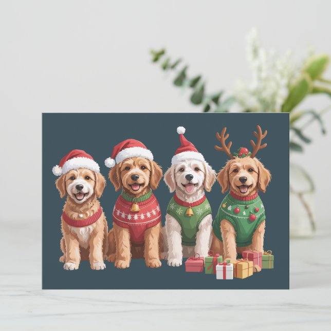 Hund Weihnachten Goldendoodle Weihnachtsweih Hund  (Stehend Vorderseite)