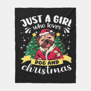 Hund Weihnachten - Nur ein Mädchen das Hunde und W Fleecedecke