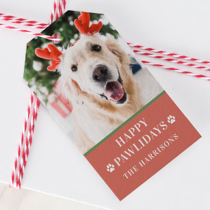 Hund Weihnachts-Foto Happy Pawlidays Geschenkanhänger