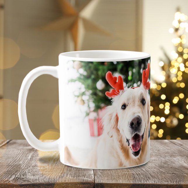 Hund Weihnachts-Foto Happy Pawlidays Kaffeetasse (Dog Christmas Photo Happy Pawlidays Coffee Mug)