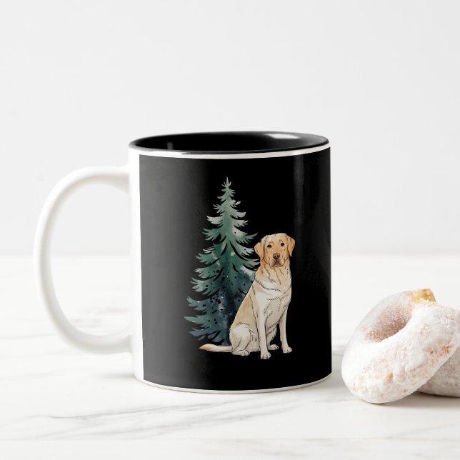 Hund Weihnachtsbaum Party Hund Lover Xmas Zweifarbige Tasse (Mit Donut)