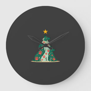 Hund Weihnachtsbaum Shirt - Hunde Weihnachten (3) Große Wanduhr