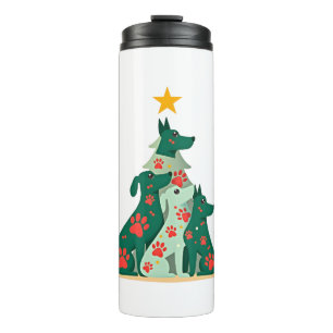 Hund Weihnachtsbaum Shirt - Hunde Weihnachten (3) Thermosbecher