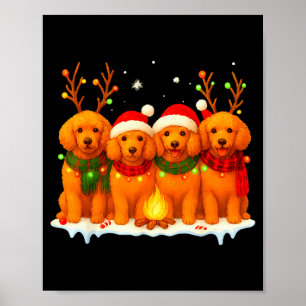 Hund Weihnachtslicht Rentier Santa Weihnachten Odl Poster
