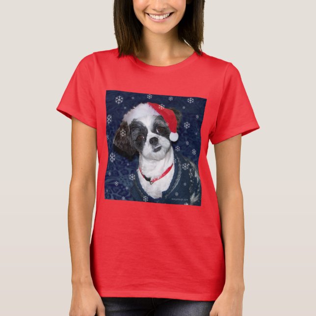Hund WeihnachtsShih Tzu T-Shirt (Vorderseite)