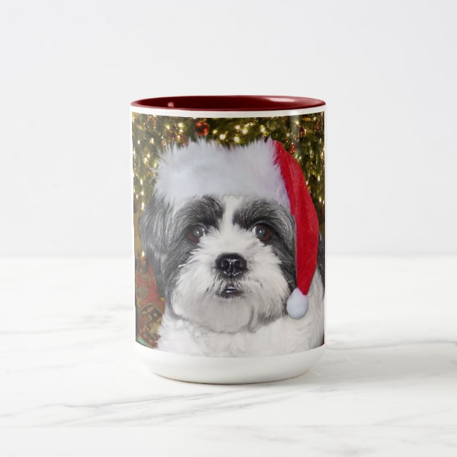Hund WeihnachtsShih Tzu Zweifarbige Tasse (Mittel)