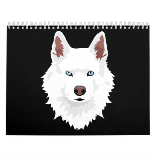 Hund  Weißer Siberischer Husky-Weiße Schneehund Kalender