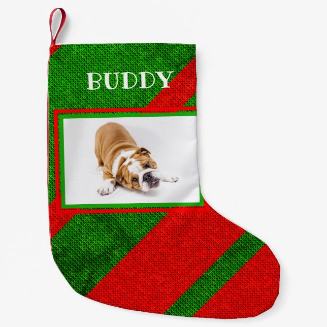 Hund Welpe Foto und Name Personalisiert Kleiner Weihnachtsstrumpf (Vorderseite)