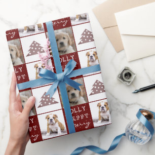 Hund Welpe Haustier 2 Fotos Frohe Fröhliche Weihna Geschenkpapier