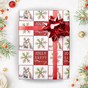 Hund Welpe Haustier Foto Schneeflocke Rot Weihnach Geschenkpapier